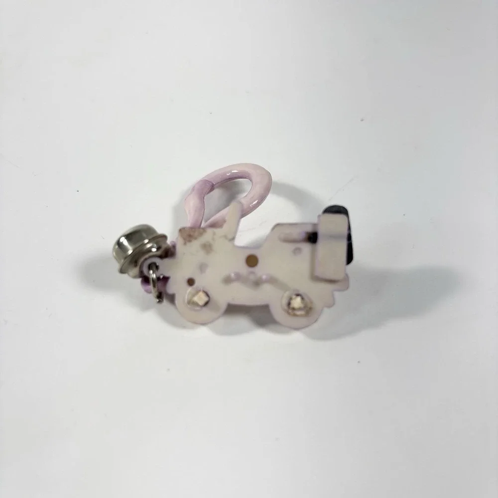 Vtg 80s Plastic Clip Bell Charm Googly Eye Teddy Bear Dog Car‎ Set Of 3